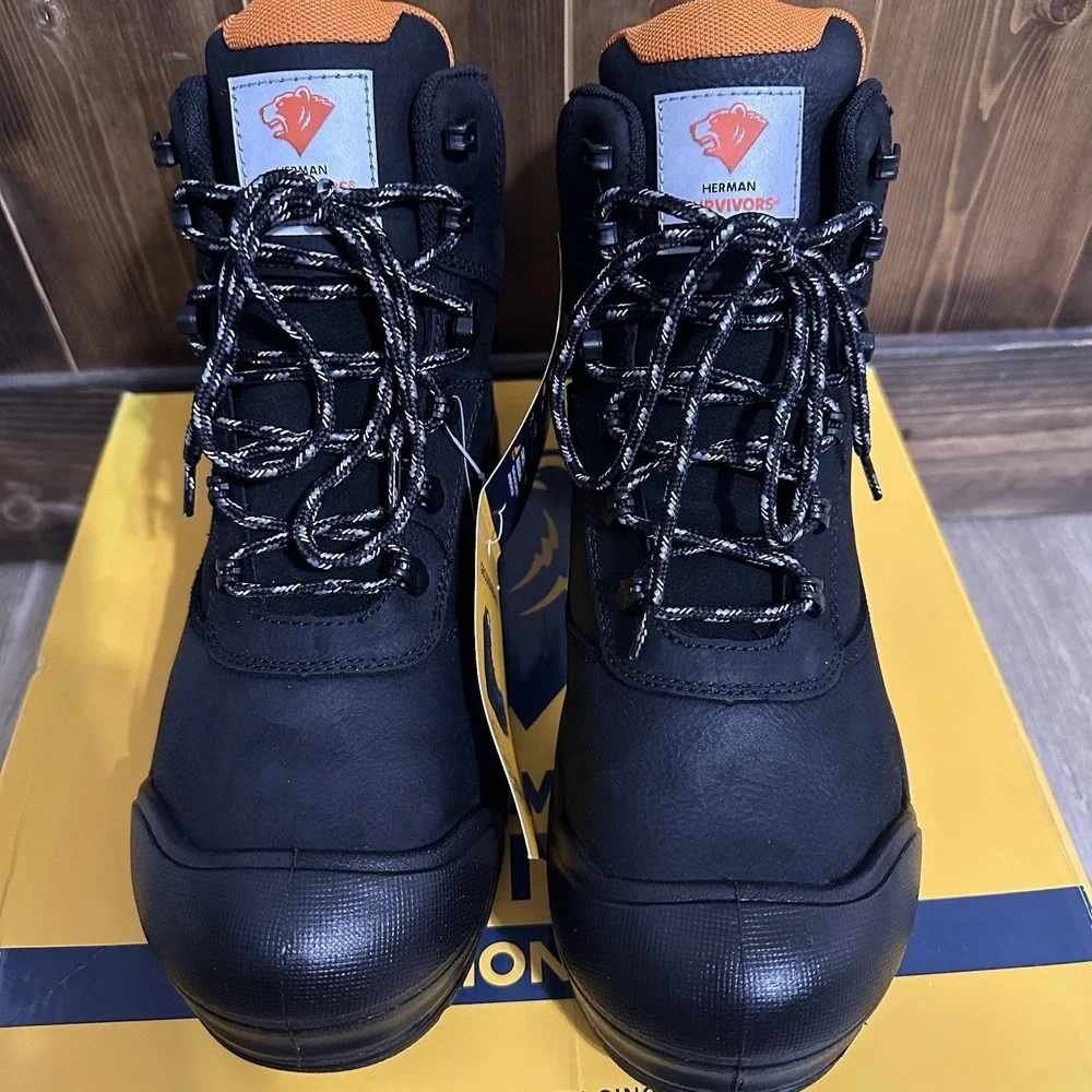 Herman Survivors Groundbreaker Men 7.5 Black Work Boots Steel Toe Waterproof NEW